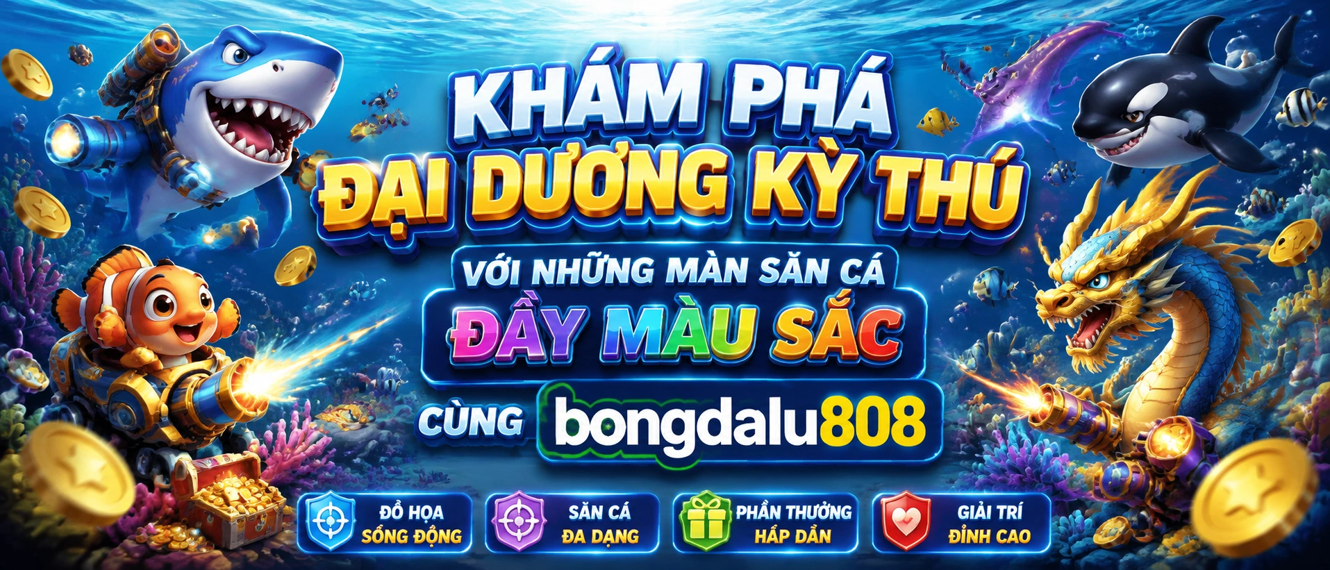 Bắn Cá giao diện mobile với chủ đề đại dương và phòng chơi nhanh